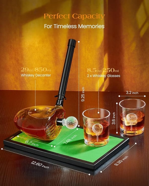 Golf Decanter Set with Shot Glasses - Perfect Birthday Gift for Dad