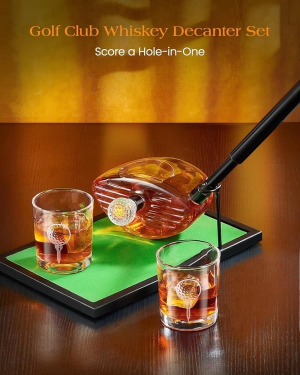 Golf Decanter Set with Shot Glasses - Perfect Birthday Gift for Dad