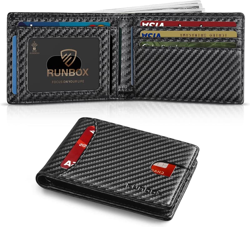 Slim RFID Blocking Leather Wallet for Men with 11 Card Slots