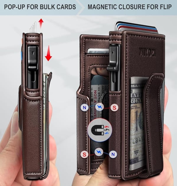 Men's RFID Blocking Airtag Wallet with Money Clip and Gift Box