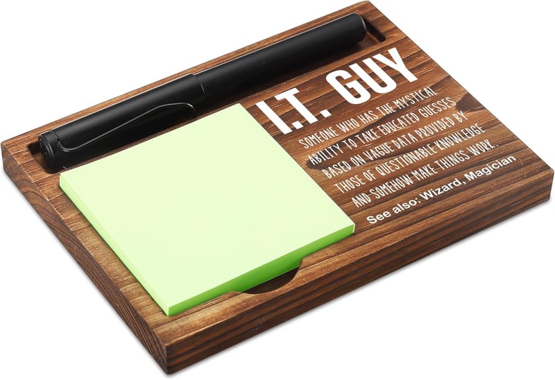 Funny IT Guy Sticky Note Holder & Pen Dispenser for Desk