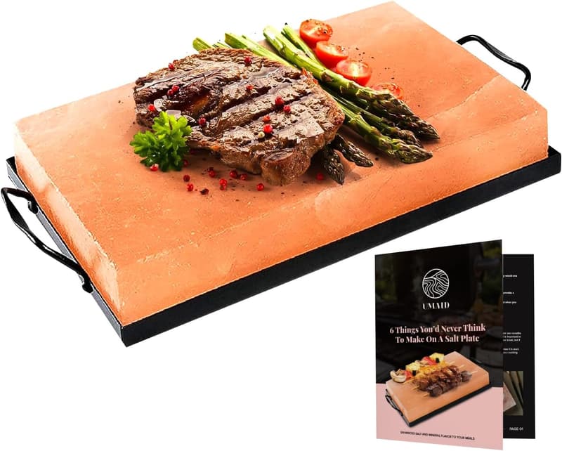 Himalayan Salt Block Cooking Plate with Steel Tray & Recipes