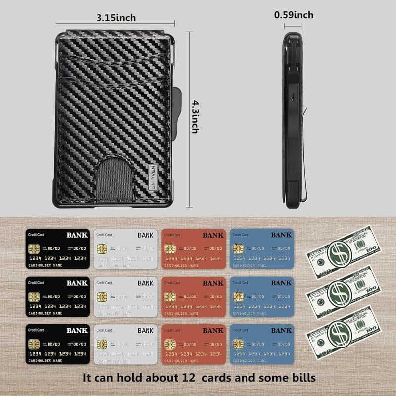 Slim Leather Bifold Wallet with Money Clip - RFID Blocking for Men