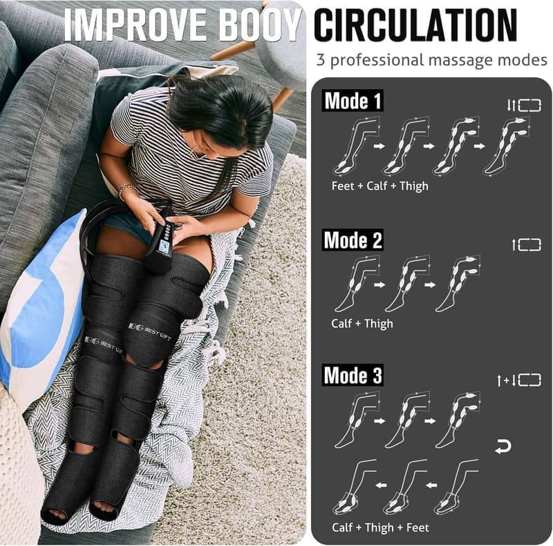Air Compression Leg Massager with Heat - Ideal Gift for Parents