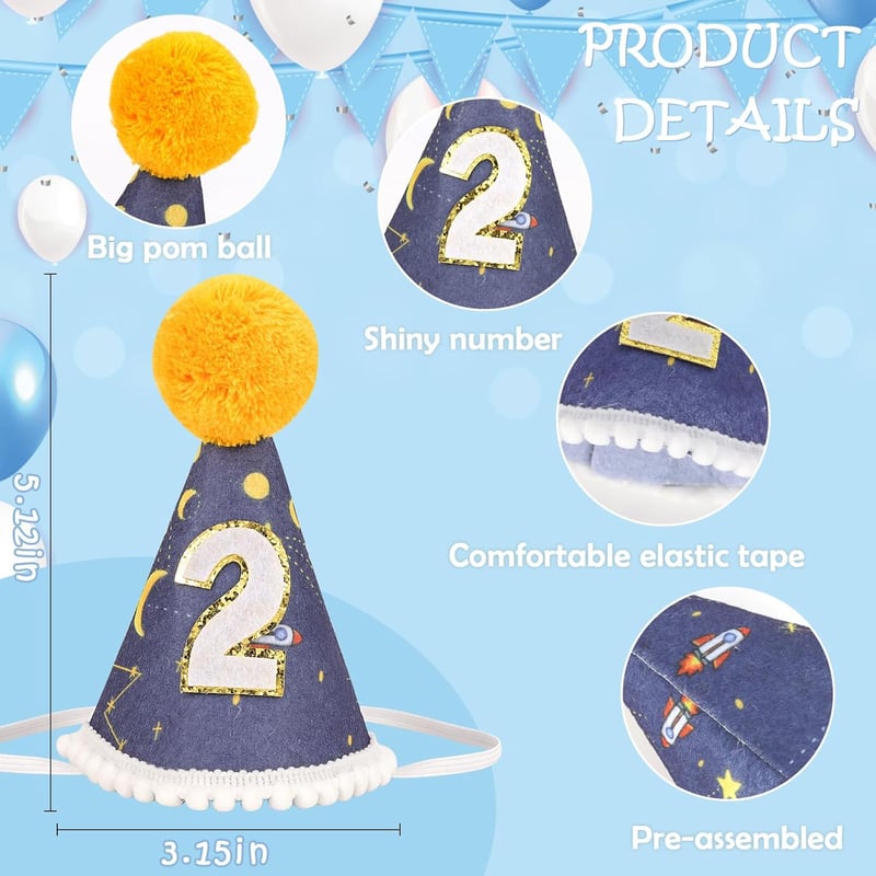 2nd Birthday Crown for Boys - Toddler Party Decorations