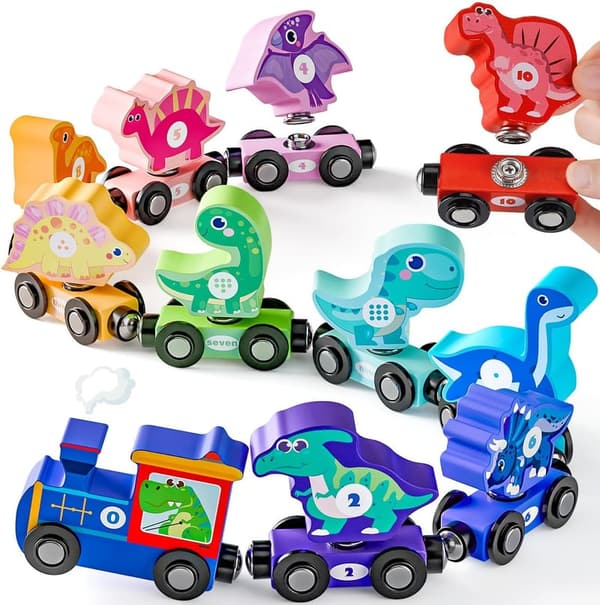 Dinosaur Magnetic Train Set - Montessori Learning Toy for Toddlers