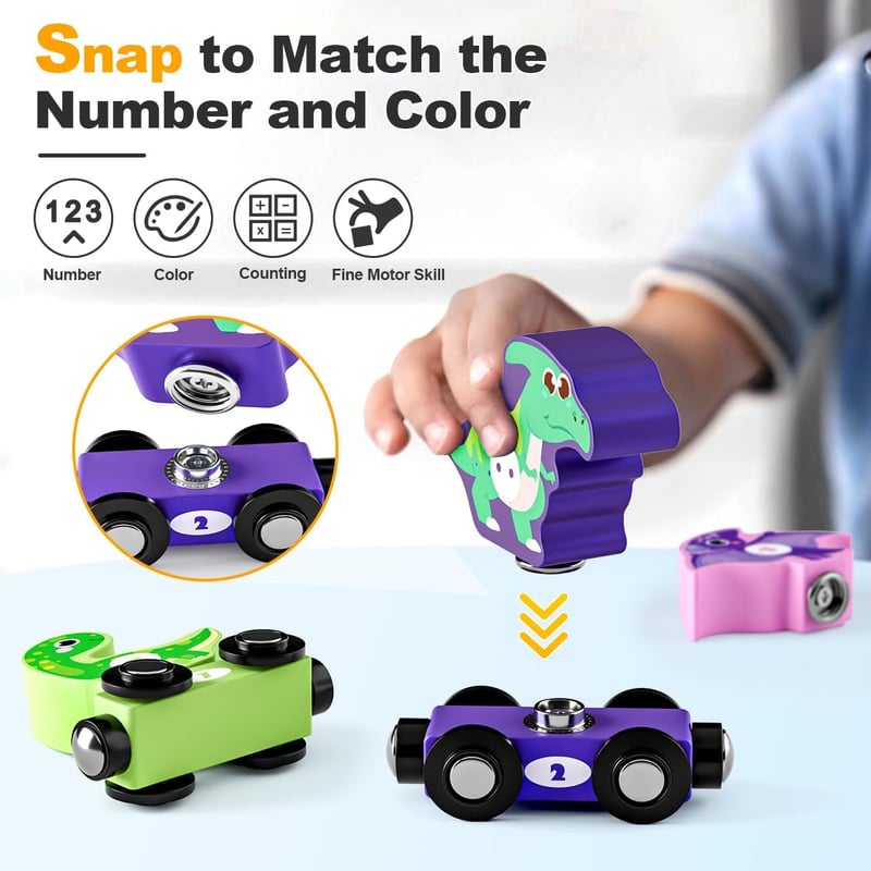 Dinosaur Magnetic Train Set - Montessori Learning Toy for Toddlers
