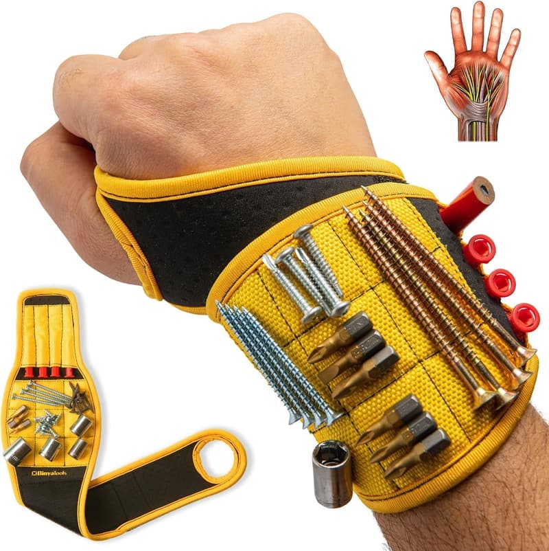 Magnetic Wristband with Strong Magnets - Handy Gift for Dads & Handyman