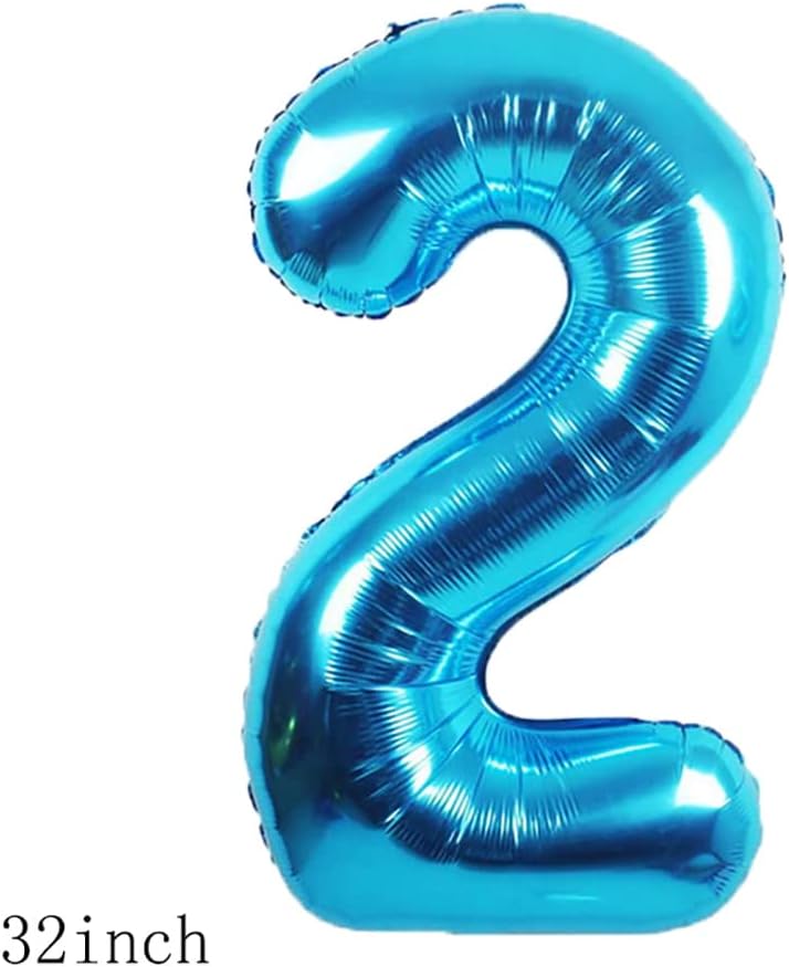 2nd Birthday Foil Balloons Set, 11 pcs Blue Celebration Decorations