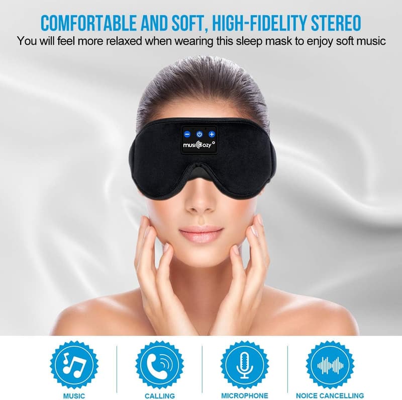 Bluetooth Sleep Mask Headphones for Side Sleepers - HD Stereo