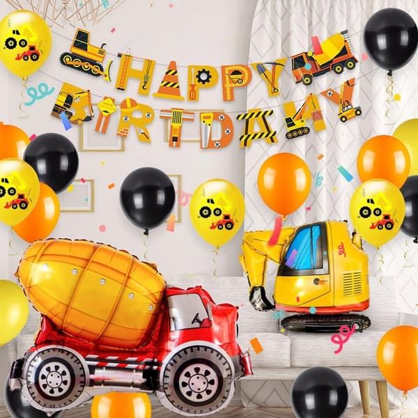 Construction-Themed Birthday Balloon Garland Kit for 2-Year-Olds