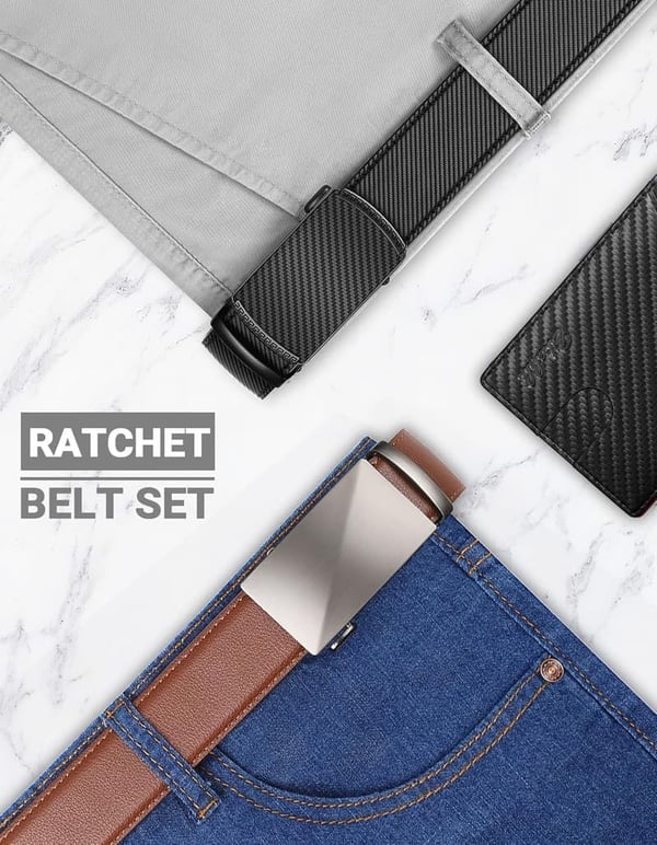 Men's Leather Ratchet Belt - 2-Pack, Trim to Fit