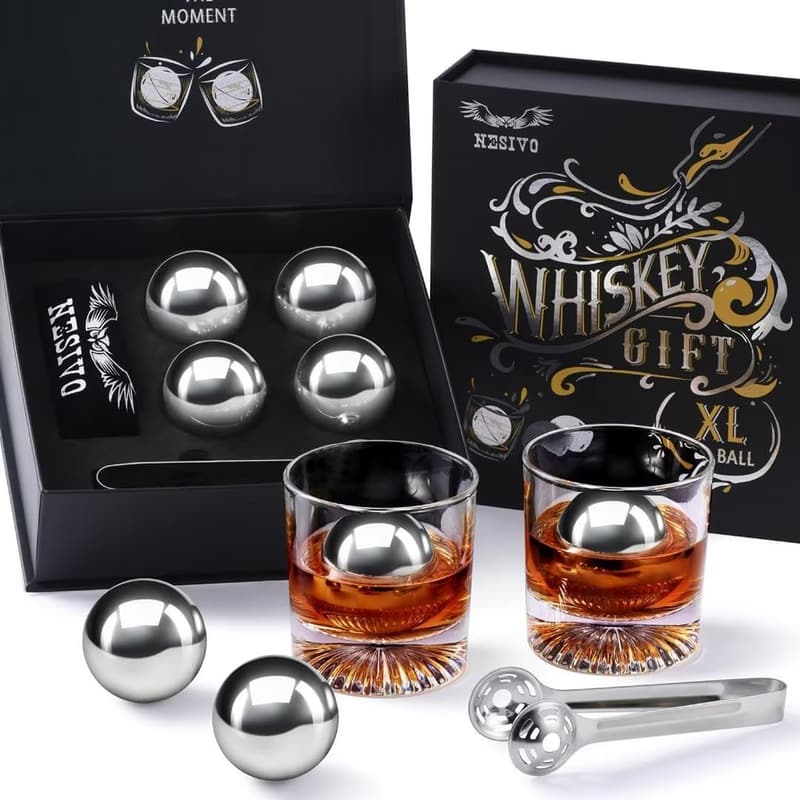 Whiskey Balls Reusable Ice Stones Set for Men - Bourbon Gift