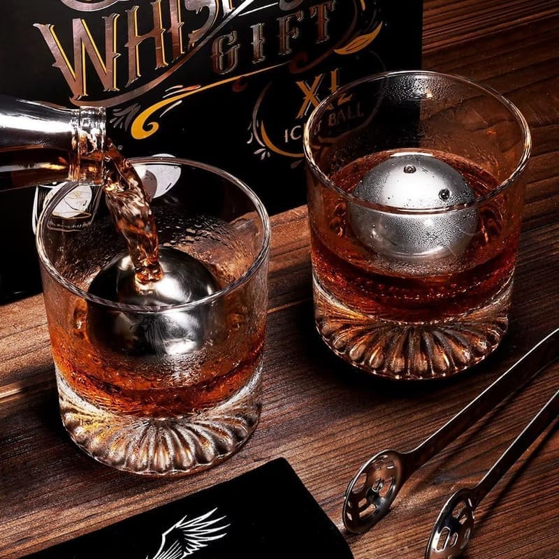 Whiskey Balls Reusable Ice Stones Set for Men - Bourbon Gift
