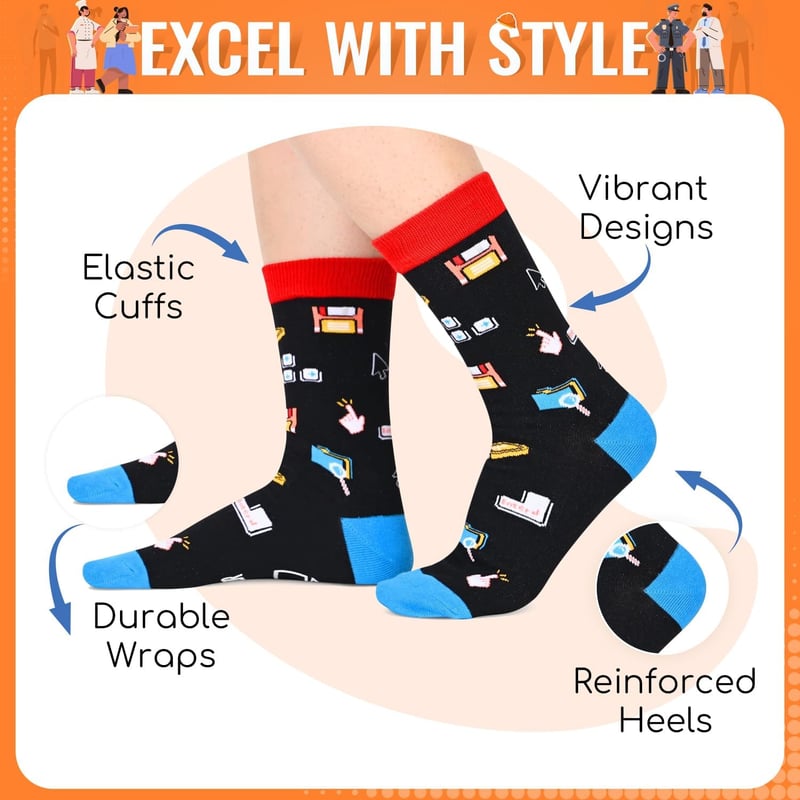 Geek-Themed Socks for Men and Women - Perfect Gift for Chefs, Drivers, and Firefighters