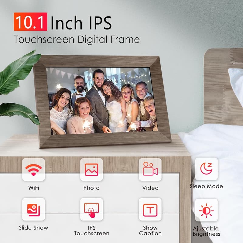 10.1-Inch WiFi Digital Photo Frame with 16GB Storage
