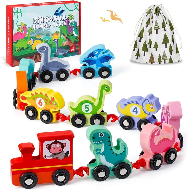 Dinosaur Train Set - Montessori Learning Toy for Toddlers (2-4)