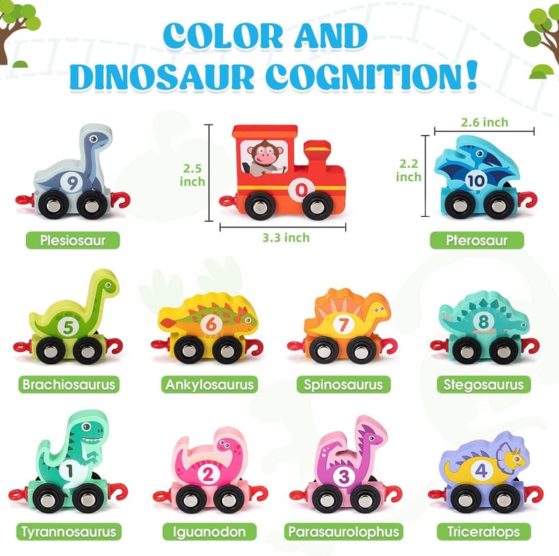 Dinosaur Train Set - Montessori Learning Toy for Toddlers (2-4)
