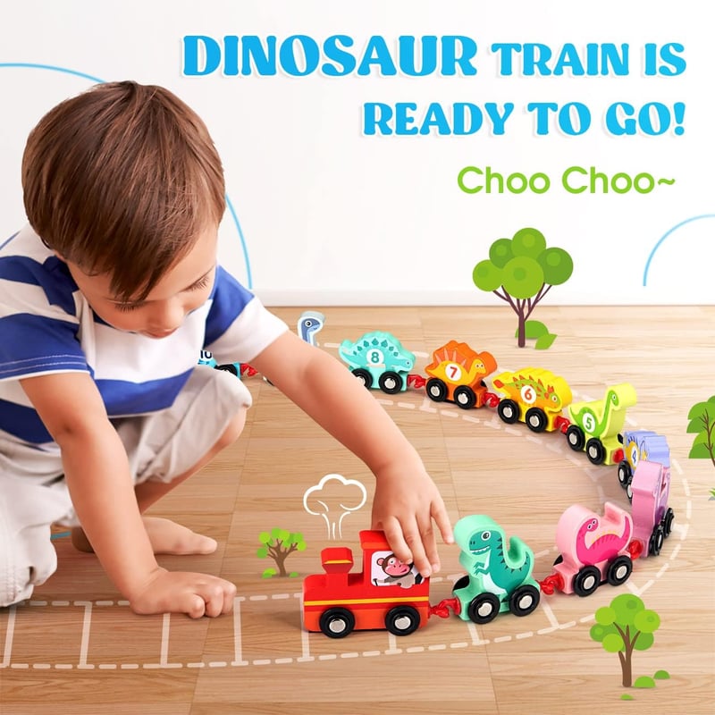 Dinosaur Train Set - Montessori Learning Toy for Toddlers (2-4)