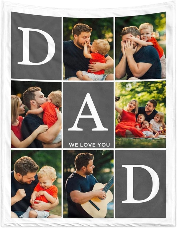 Personalized Father's Day Photo Collage Blanket Gift