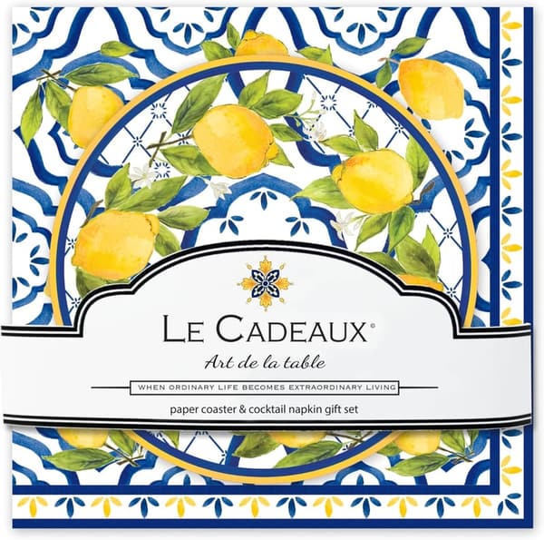 Palermo Luxury Cocktail Napkins & Printed Coasters, Set of 20