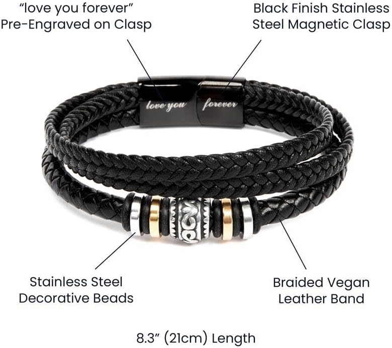 Romantic Leather Bracelet for Husband - Birthday Gift from Wife