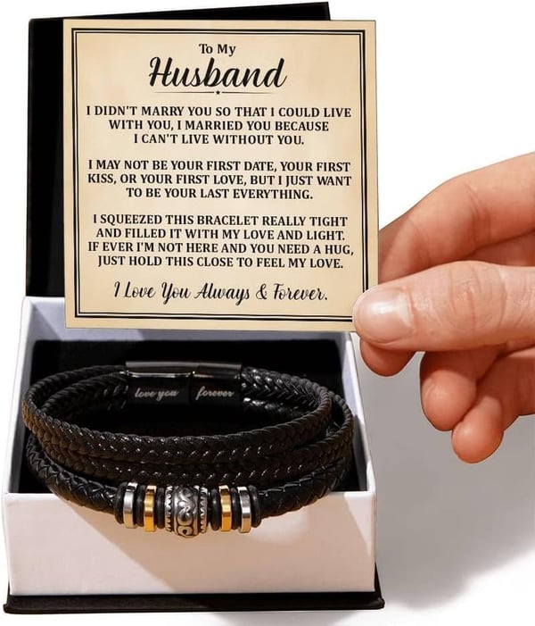 Romantic Leather Bracelet for Husband - Birthday Gift from Wife