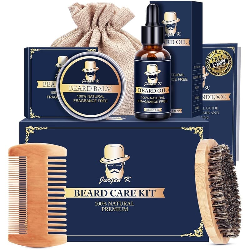 Beard Care Kit with Oil, Balm & Comb - Perfect for Men’s Gifts