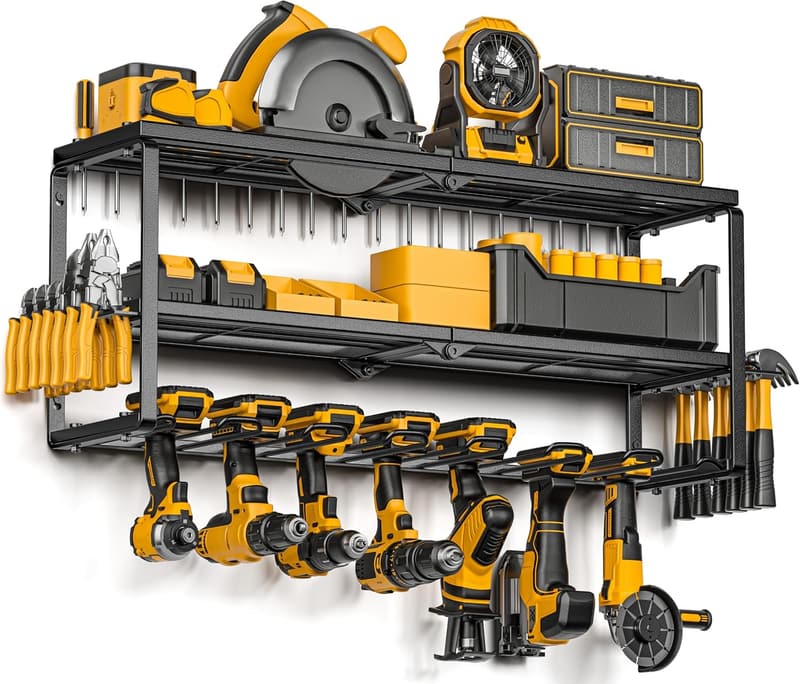 Tool Organizer with Charging Station - Heavy Duty Wall Mount Rack