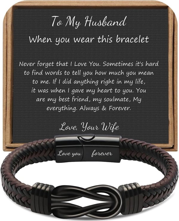 Brown Leather Infinity Bracelet for Men – Love You Forever Gift