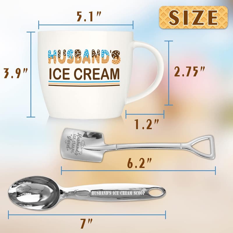 Father's Day Ice Cream Bowl Set with Scoop - Gift for Husband