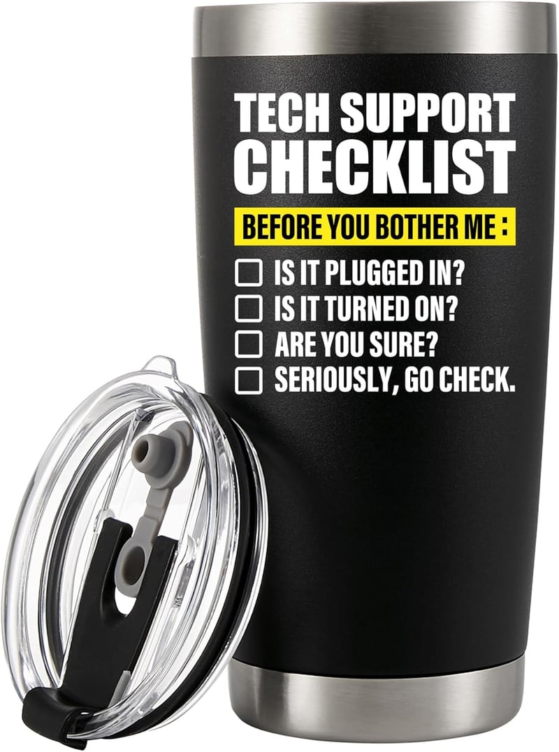 Technical Support Gifts: Insulated Travel Mug (20 oz) for Programmers