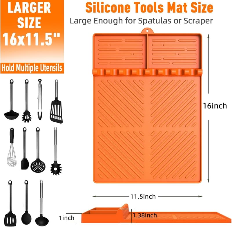 Silicone Grill Mat for Blackstone with Drip Pad, Orange