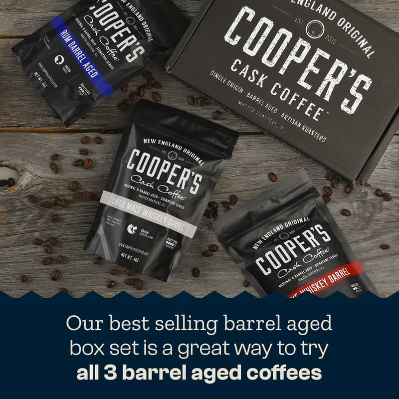 Bourbon Barrel Aged Coffee Bean Set - 3 Varieties, 4 oz Each