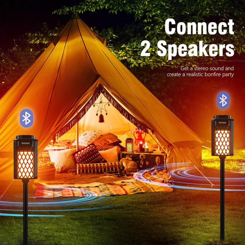 10W Bluetooth Flame Speakers - IP65 Waterproof, 2pcs Set