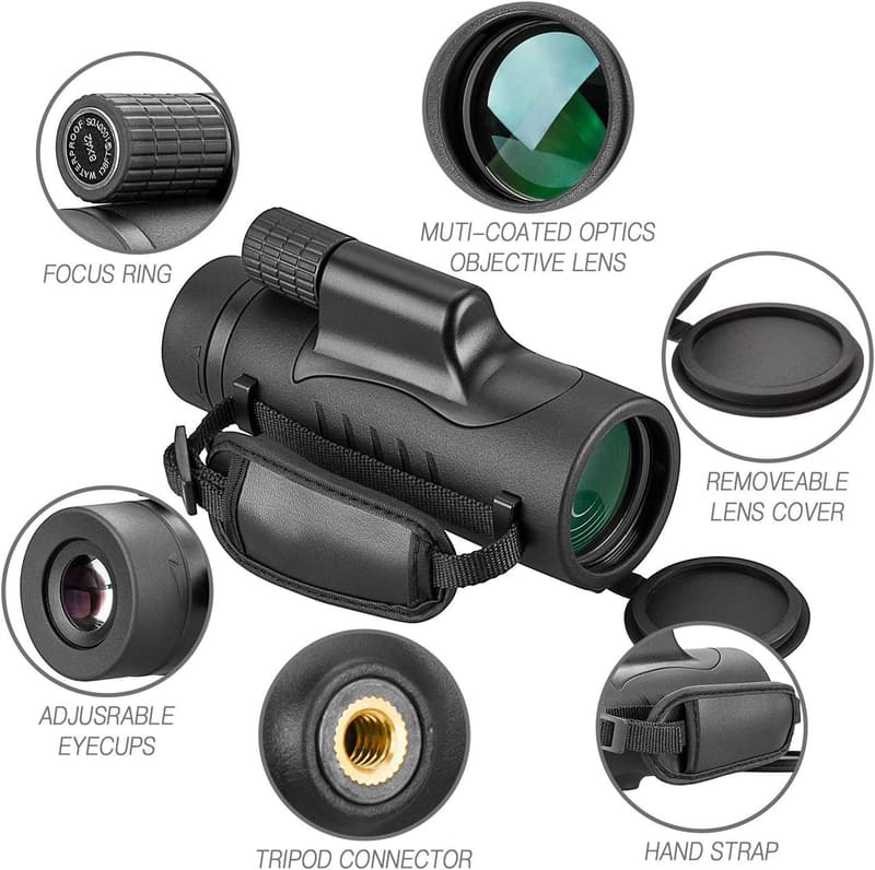 Compact 8x42 Waterproof Monocular for Bird Watching & Travel