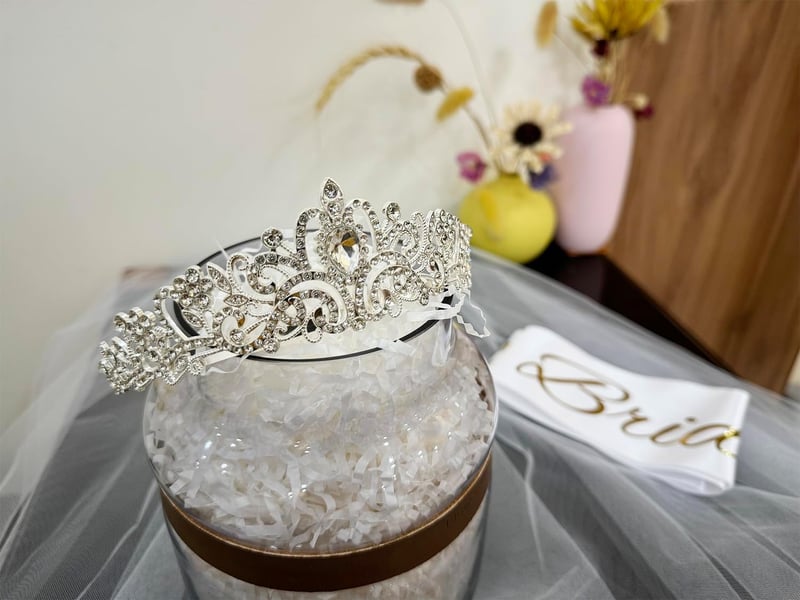 Bachelorette Party Crown Set with Sash & Veil for Bride-to-Be