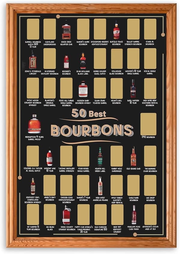 Bourbon Bucket List Scratch-Off Poster for Whiskey Lovers