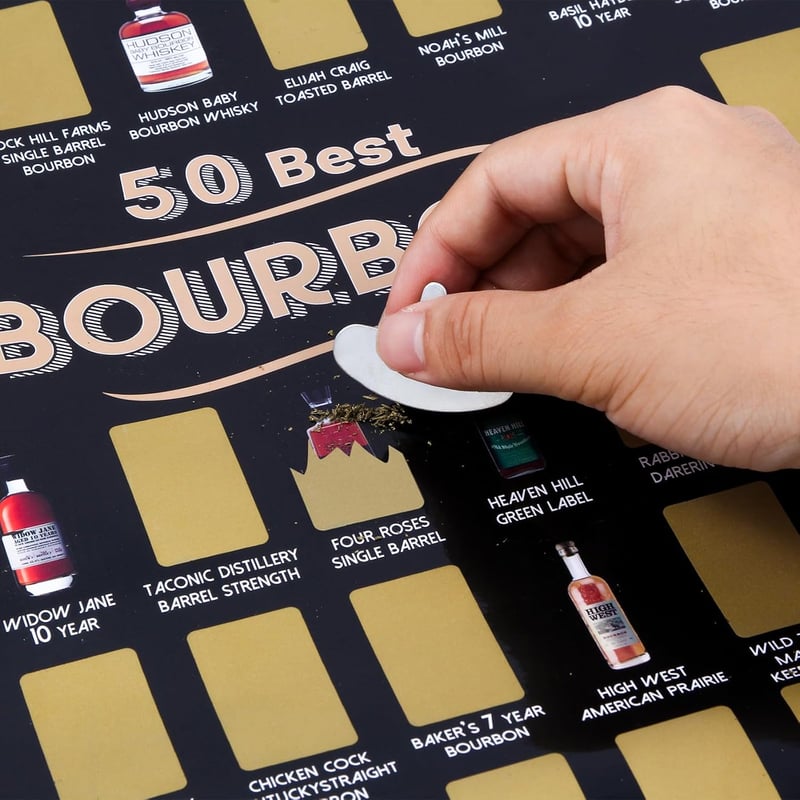 Bourbon Bucket List Scratch-Off Poster for Whiskey Lovers
