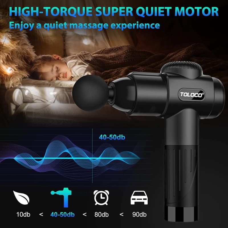 Father's Day Deep Tissue Massage Gun with 10 Heads, Black