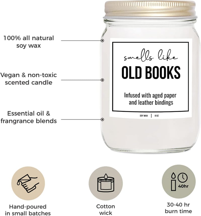 Book Lovers Candle - 8 oz White Soy Scented for Women