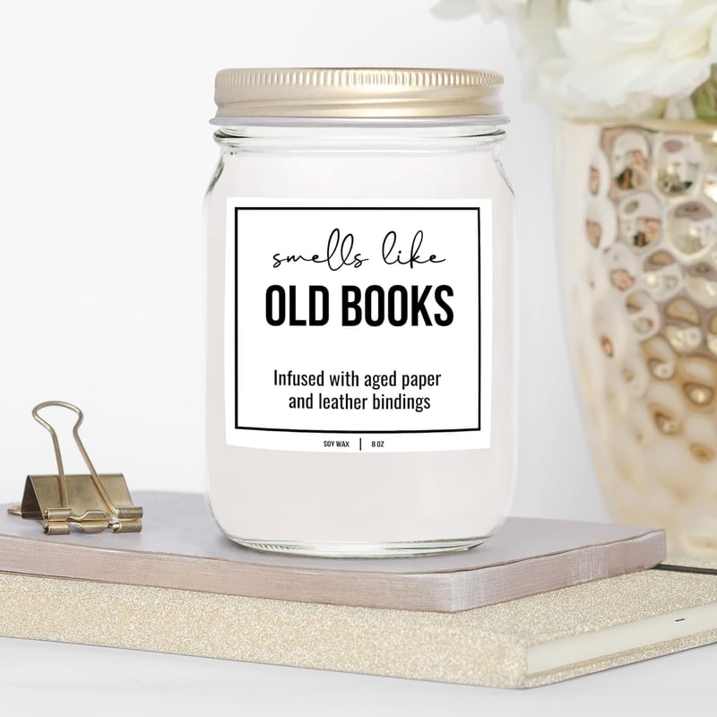 Book Lovers Candle - 8 oz White Soy Scented for Women