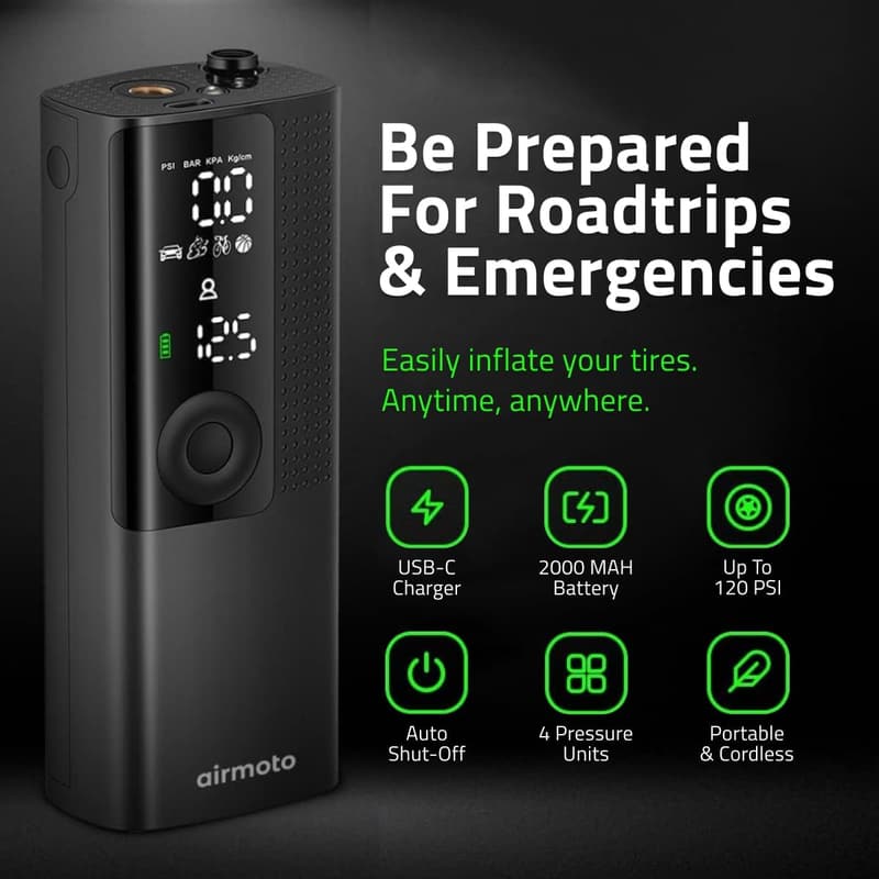 Portable Tire Inflator with Digital Gauge & Auto Shut-Off