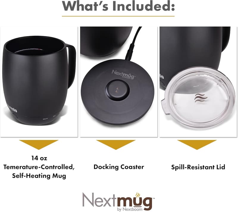 Self-Heating Coffee Mug - Temperature-Controlled 14 oz. Black