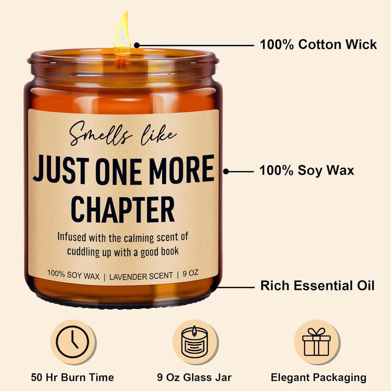Funny Scented Candle for Book Lovers - 9 oz Birthday Gift