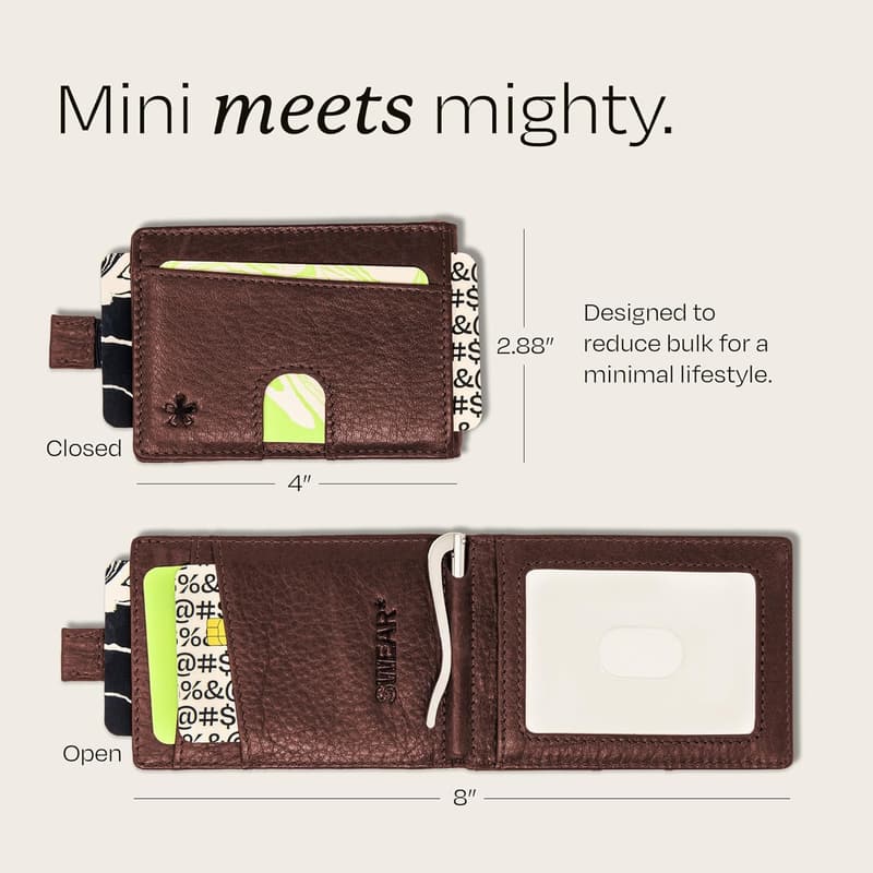 Walnut RFID Blocking Money Clip Wallet for Men