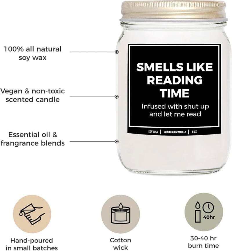 Reading Candle - Lavender & Vanilla Scented Gift for Book Lovers