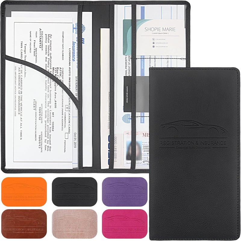 Car Organizer - Premium Magnetic Registration & Insurance Holder (Black)