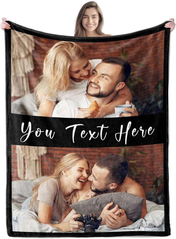 Personalized Photo Blanket - Custom Gift for Couples and Parents