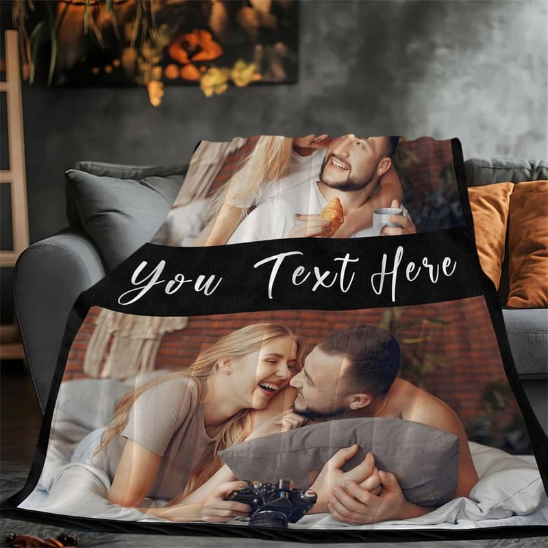 Personalized Photo Blanket - Custom Gift for Couples and Parents